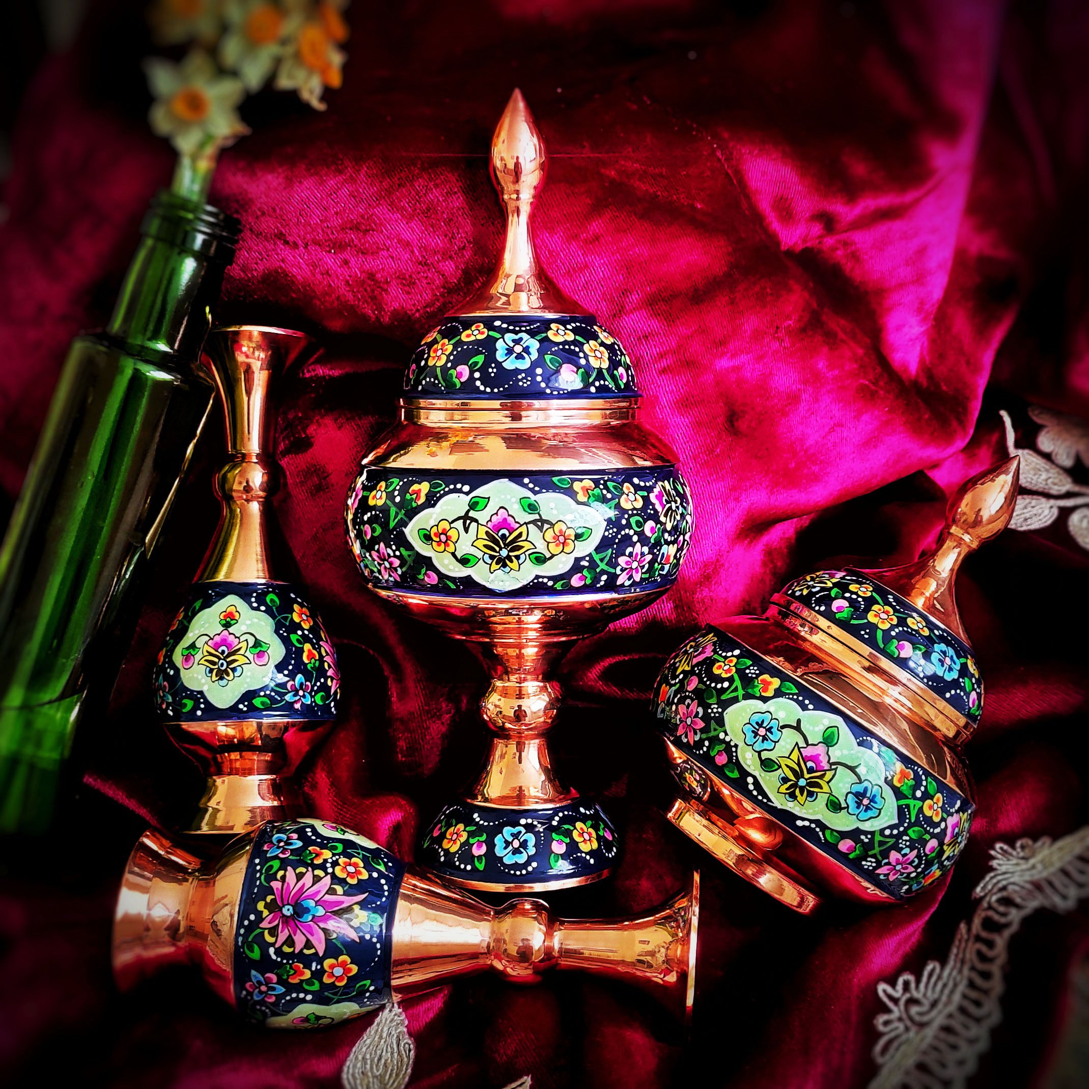 شکلات خوری مس و پرداز مدل ترنج ارتفاع 17