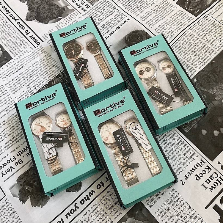 ساعت تک زنانه و دخترانه استیل باکیفیت مارک معروف پورتیو PORTIVE مشابه ساعت های اصل ترکیب نقره ای طلایی ارسال رایگان