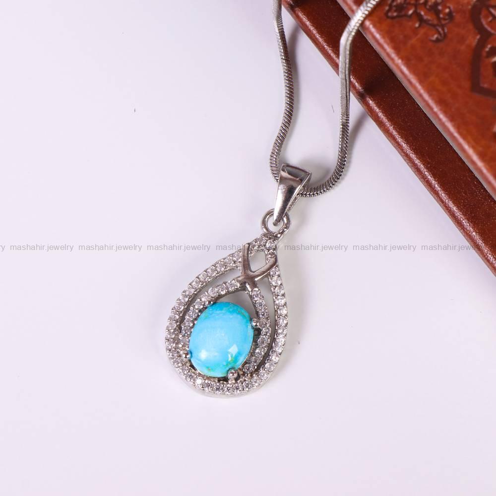 گردنبند فیروزه زنانه کد 6112