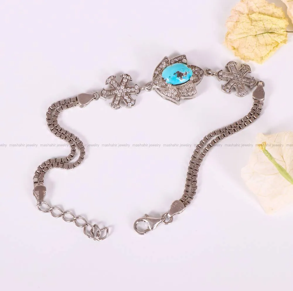 دستبند فیروزه زنانه کد 4369