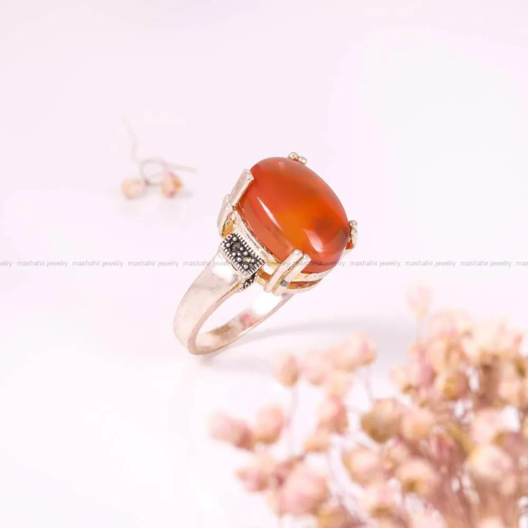 انگشتر عقیق زنانه کد 4401