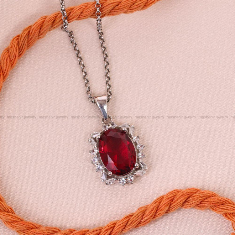 گردنبند طرح یاقوت زنانه کد 6649