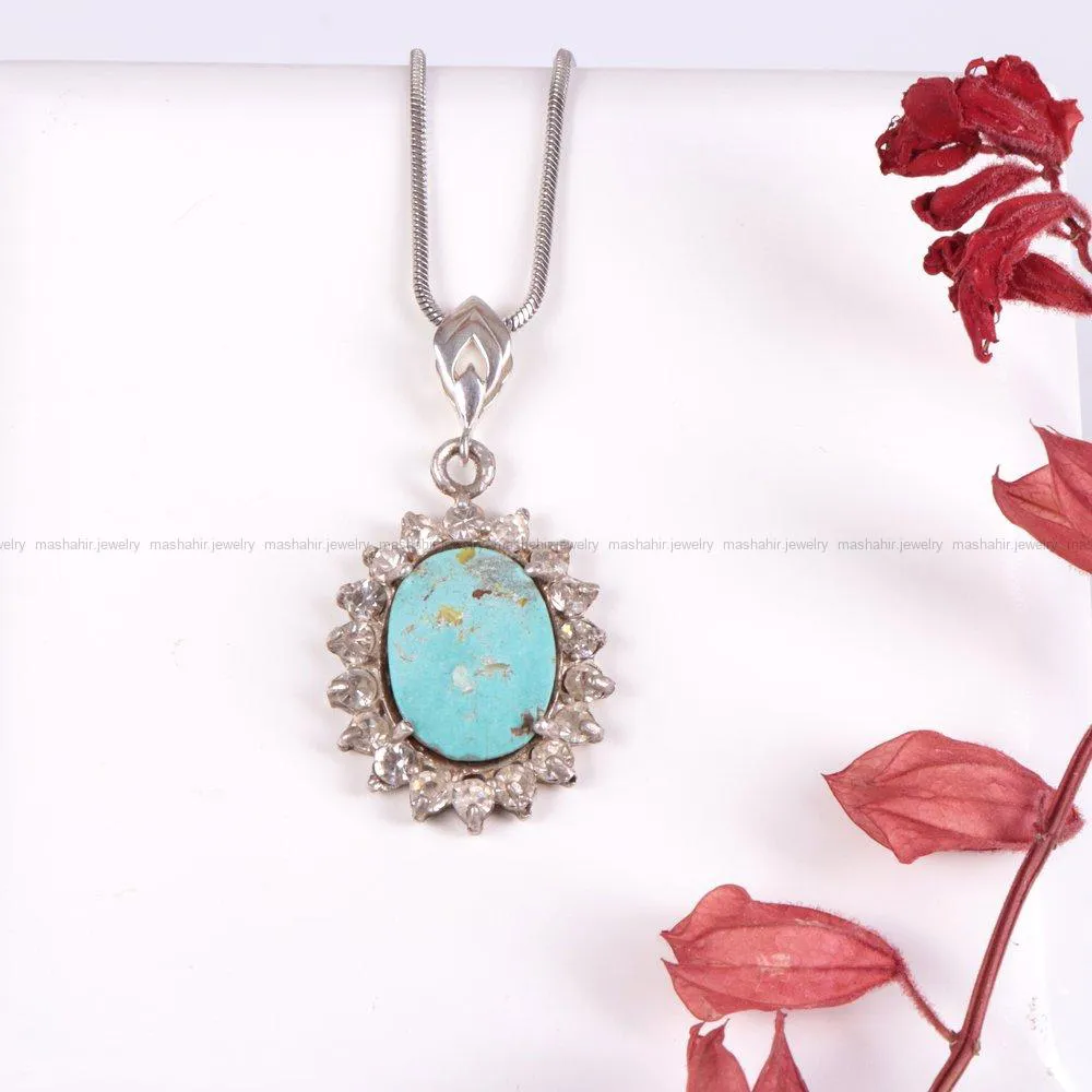 گردنبند فیروزه زنانه کد 2215