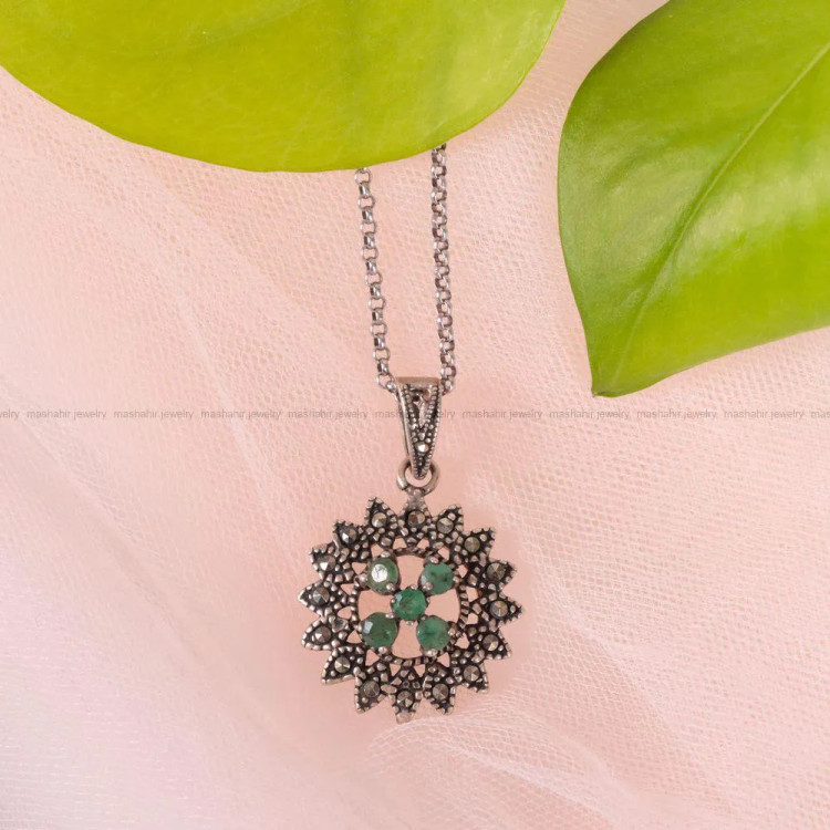 گردنبند زمرد زنانه کد 2500