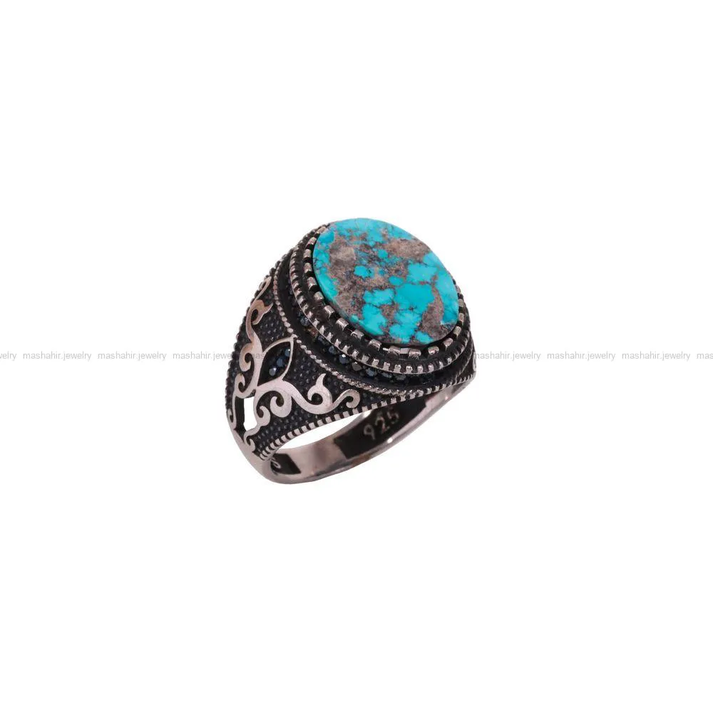 انگشتر فیروزه شجری مردانه کد 2804