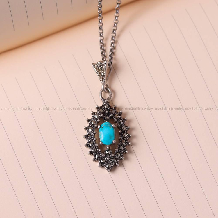 گردنبند فیروزه زنانه کد 5382