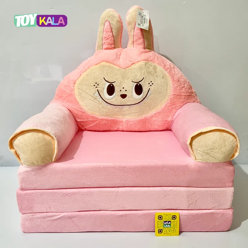 مبل تختخوابی کودک مدل لبوبو صورتی مخمل