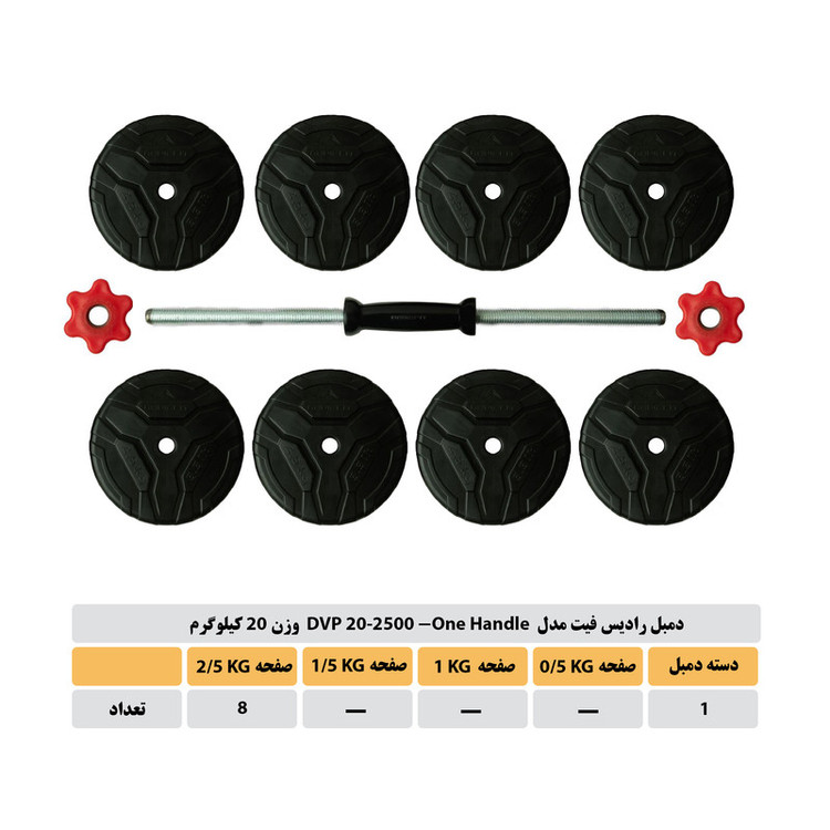 دمبل رادیس فیت مدل Dvp 20-2500-one handle وزن 20 کیلوگرم